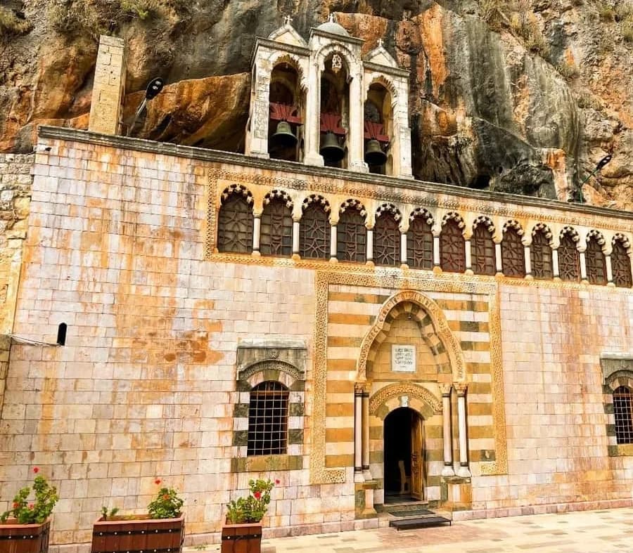 Facade view of Monastery of Saint Anthony the Great (Qozhaya)