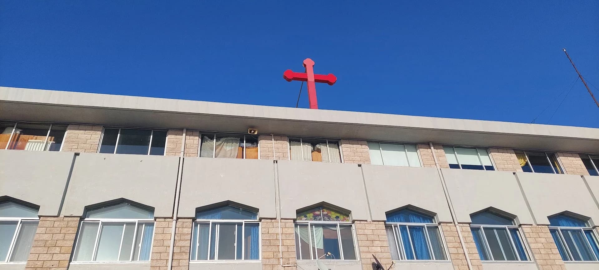 Facade view of Our Lady of the Fortress Monastery